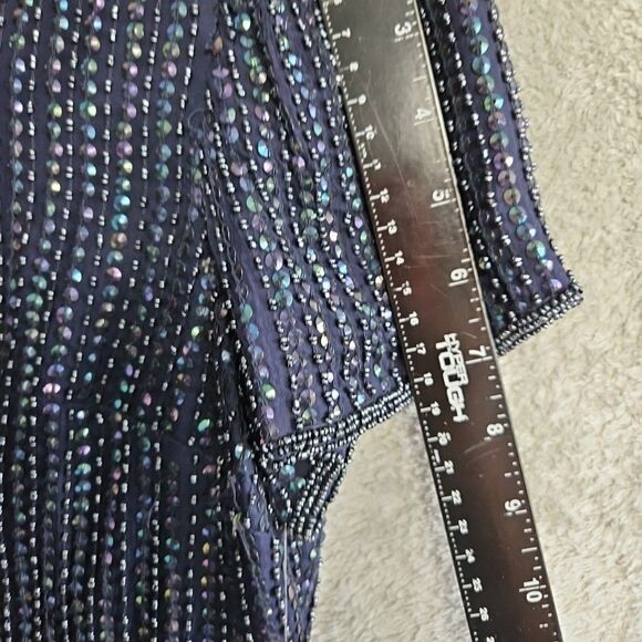 Lawrence Kazar Women's Lg blue Silk Beaded Skirt And Top formal wedding - Picture 7 of 16